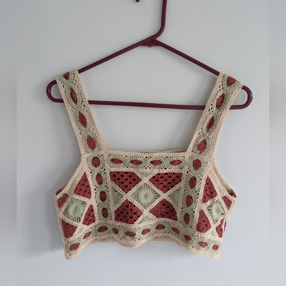 NWT Crochet Cropped Tank Top
